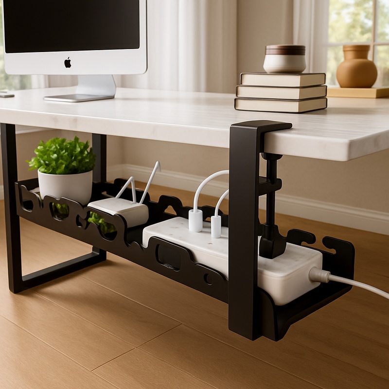 Cable Tray Under Desk - Under-Desk Metal Cable Holder Tray for