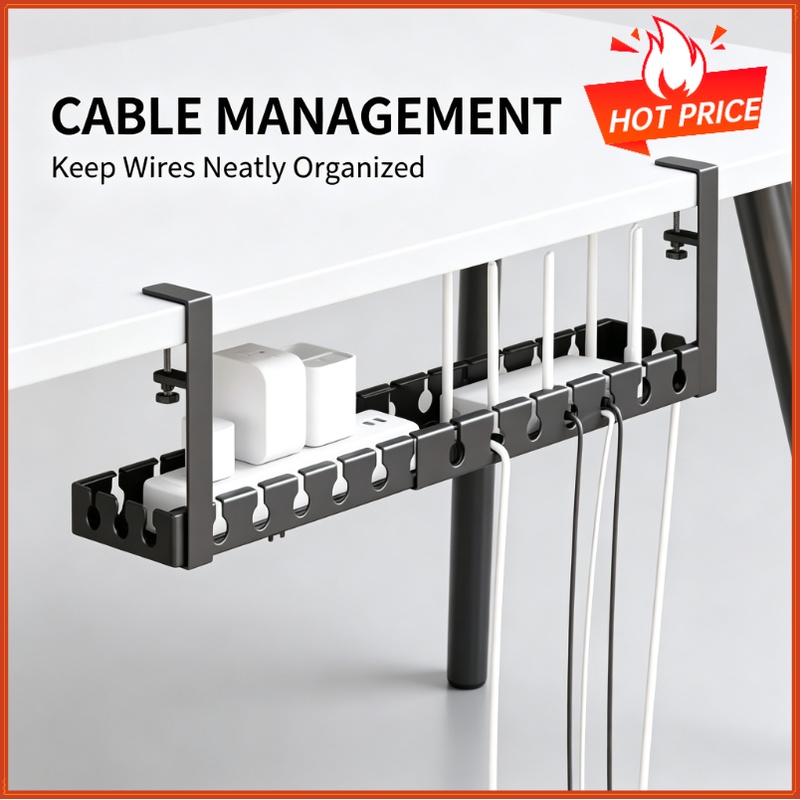 Cable Tray Under Desk - Telescopic Under Table Storage Rack Metal