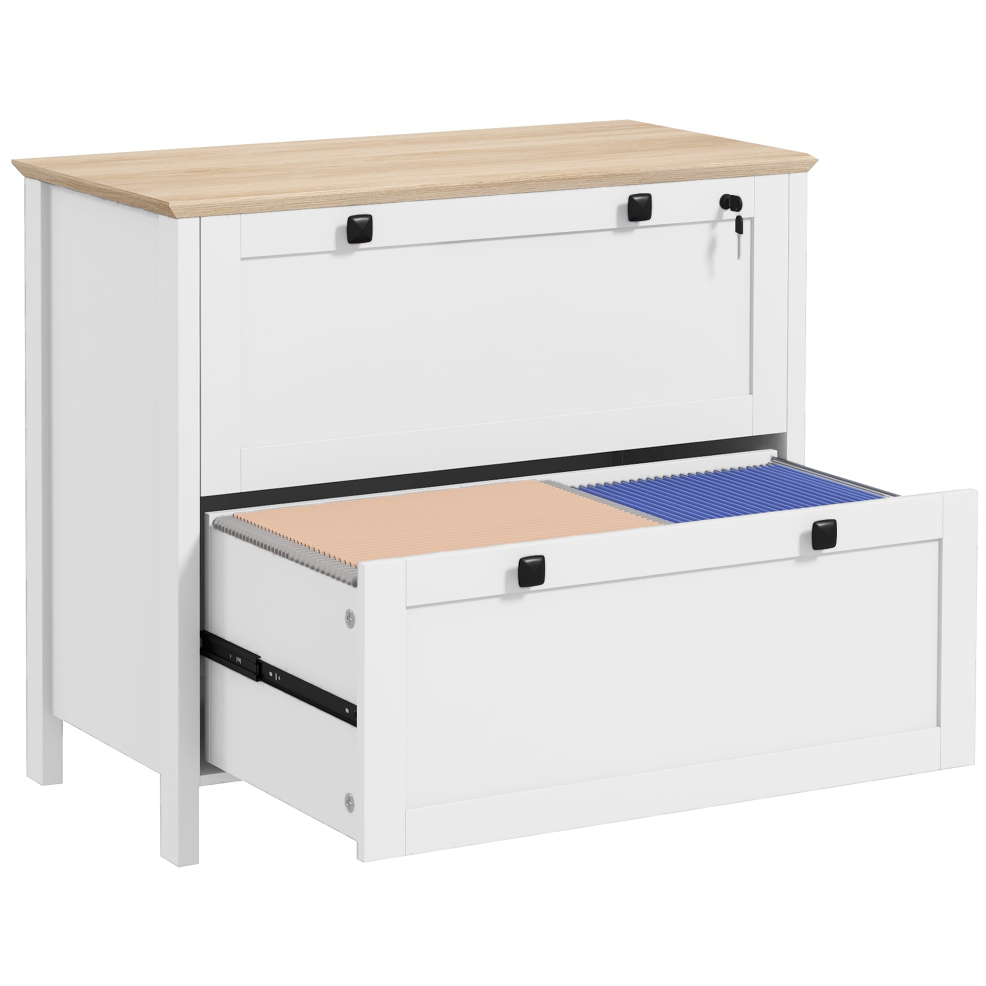 File Cabinet Lateral - 2 Drawer File Cabinet with Lock,