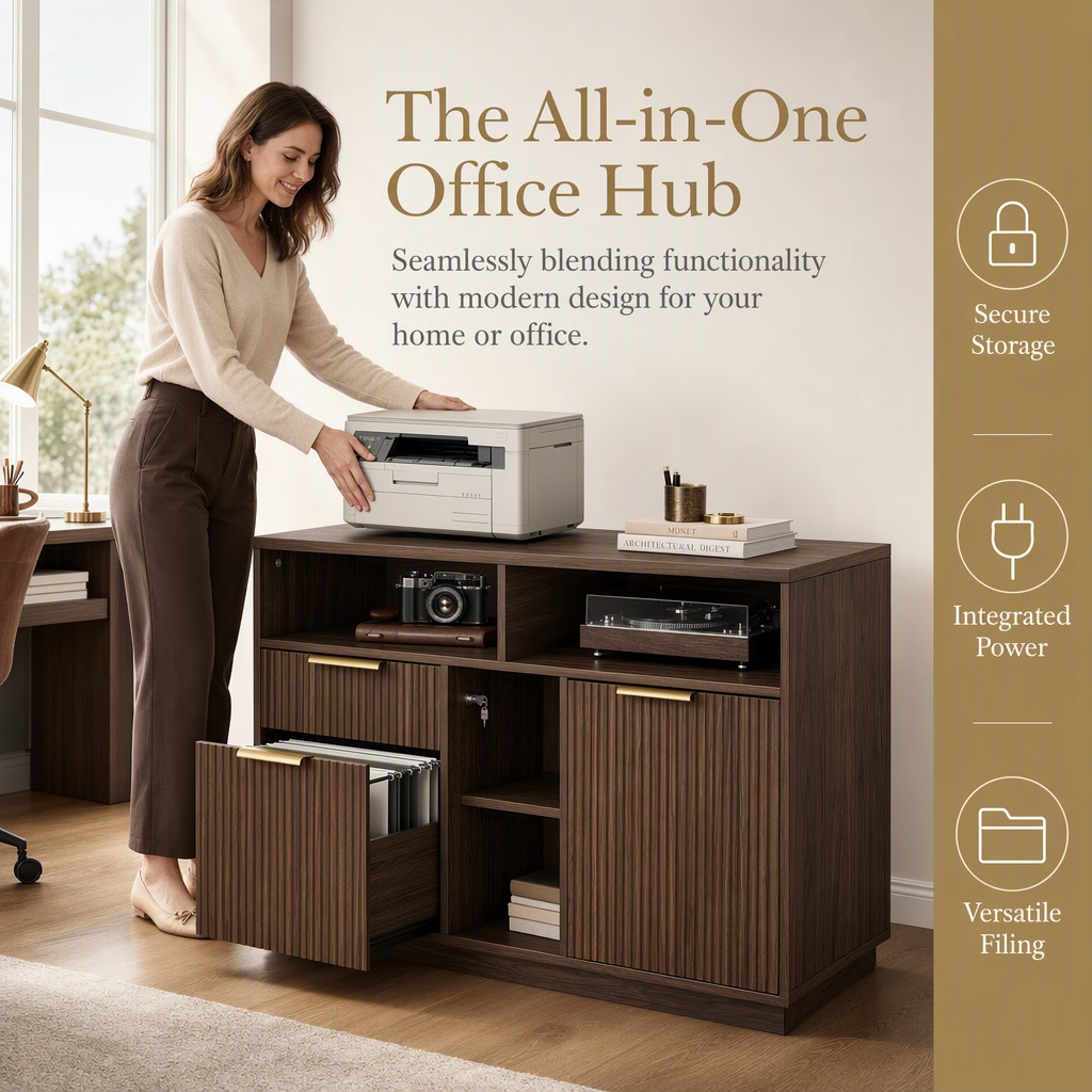 4 Drawer File Cabinet, Fluted  - File Cabinet Lateral recension och pris