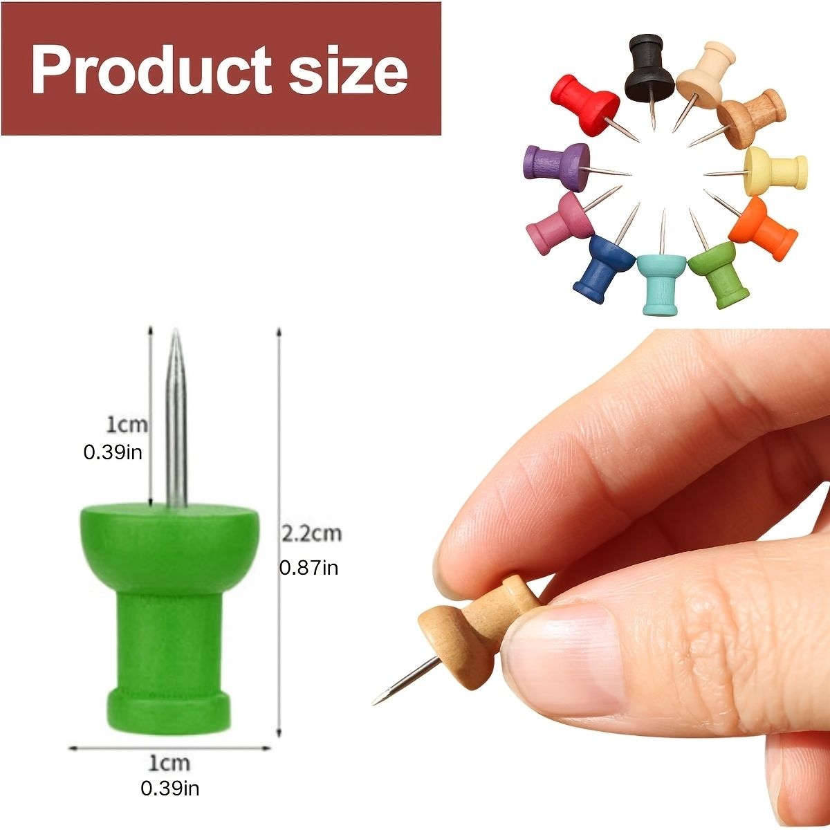 50Pcs Colorful Wood Push Pins  - Bulletin Board Cork recension och pris