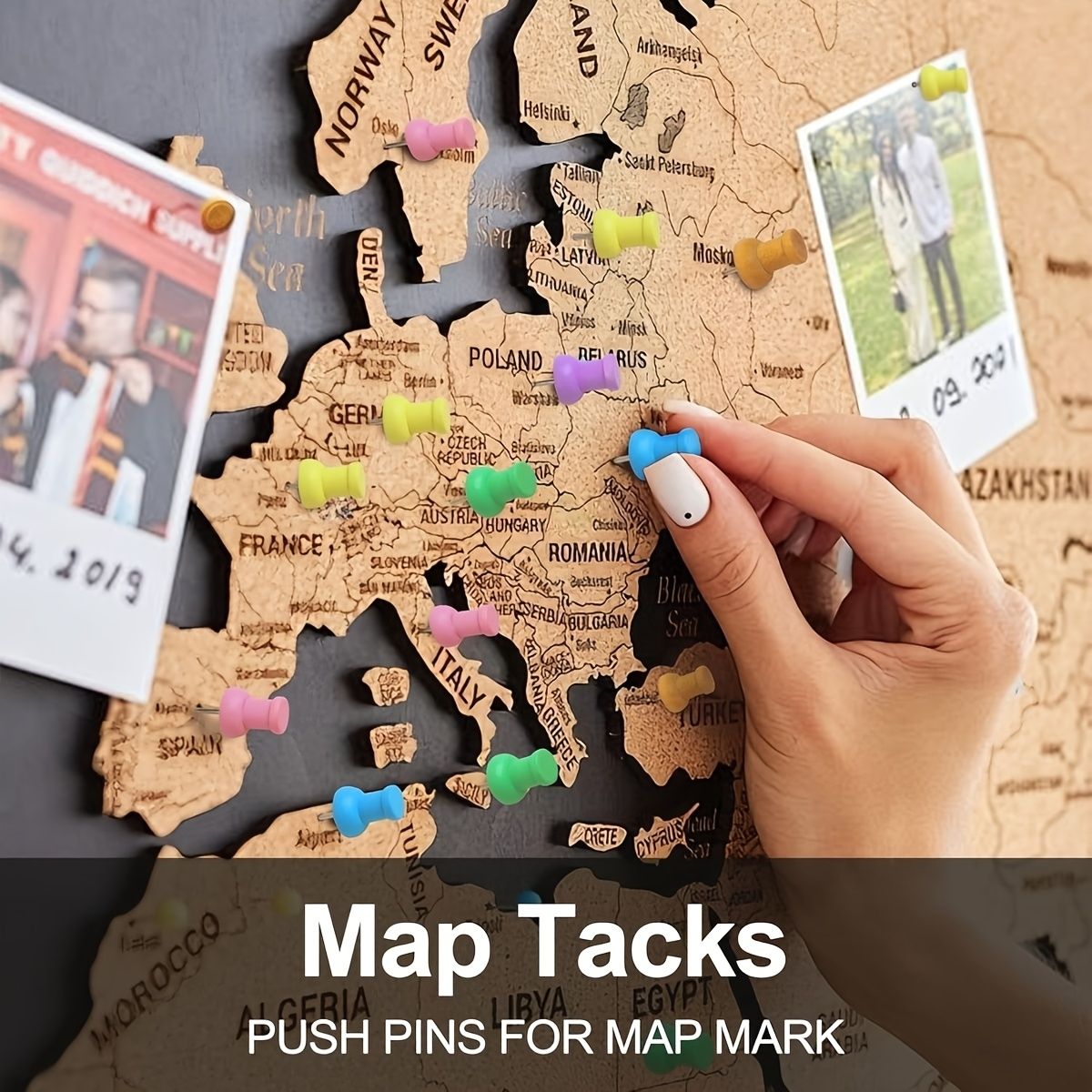 50Pcs Colorful Wood Push Pins  - Bulletin Board Cork recension och pris