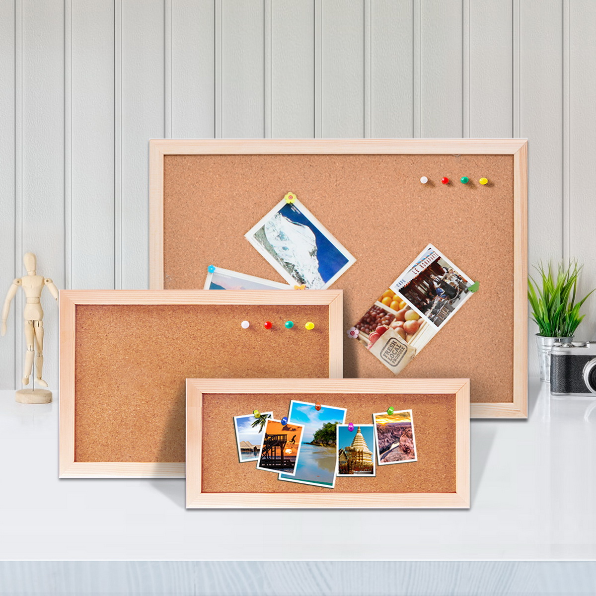 Vintage Pine Wood Frame Cork B - Bulletin Board Cork recension och pris