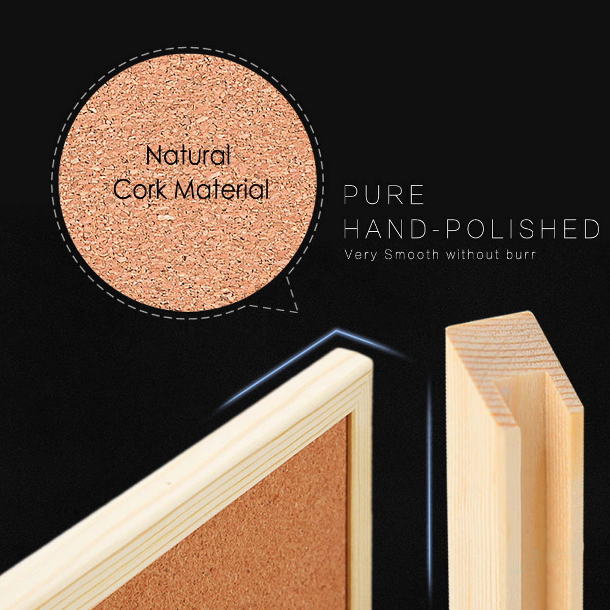 Vintage Pine Wood Frame Cork B - Bulletin Board Cork recension och pris