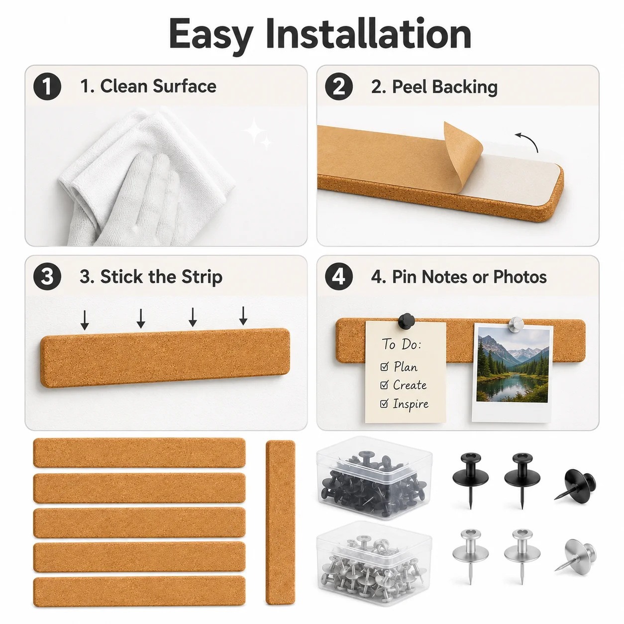 1-3Pcs 30x5cm Self-Adhesive Co - Bulletin Board Cork recension och pris