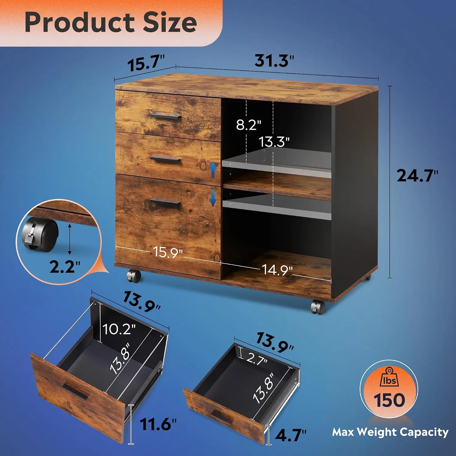 3-Drawer Mobile File Cabinet,  - File Cabinet Lateral recension och pris