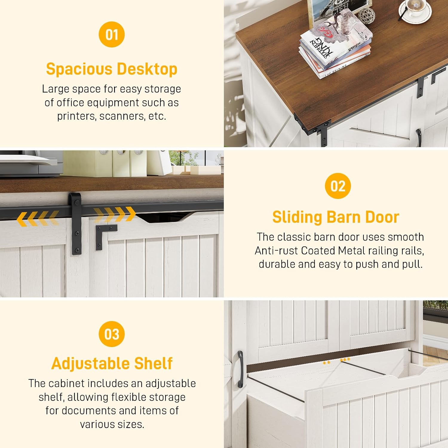 Off White 47.8 Inch Farmhouse  - File Cabinet Lateral recension och pris