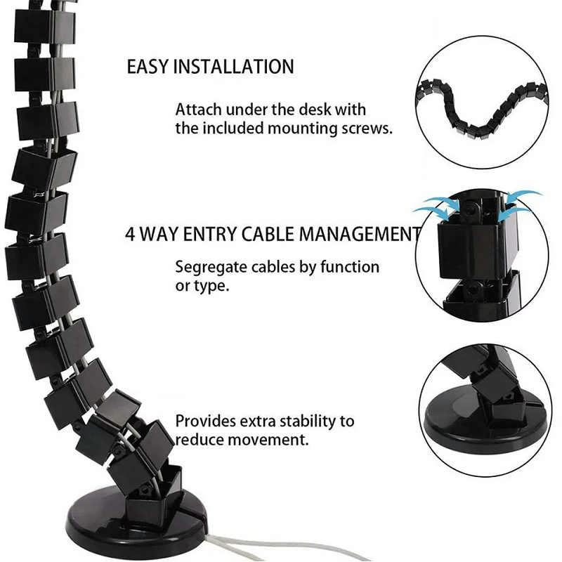 Wire Spine Cable Sleeve Under  - Cable Tray Under Desk recension och pris