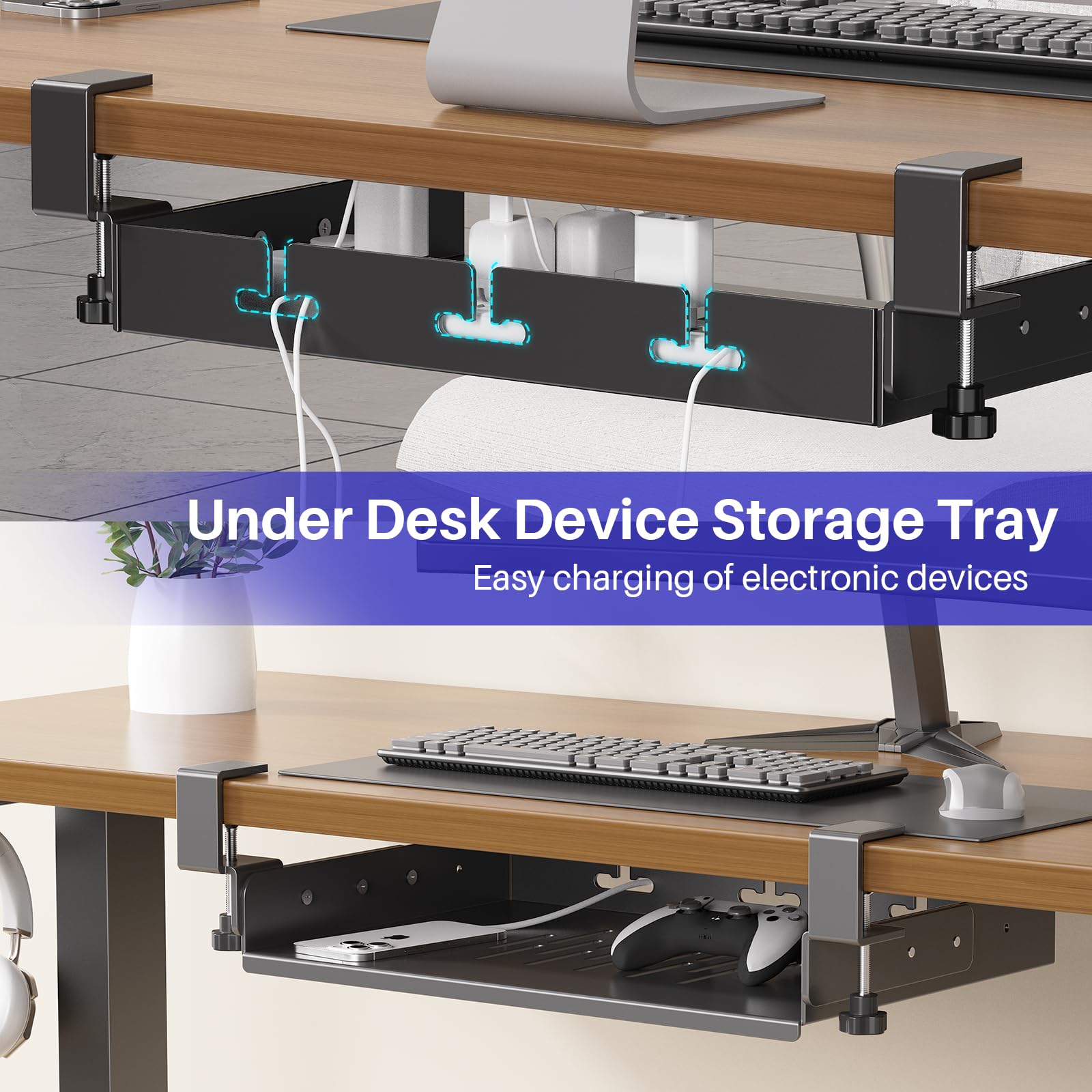 No Drill Under Desk Laptop Mou - Cable Tray Under Desk recension och pris