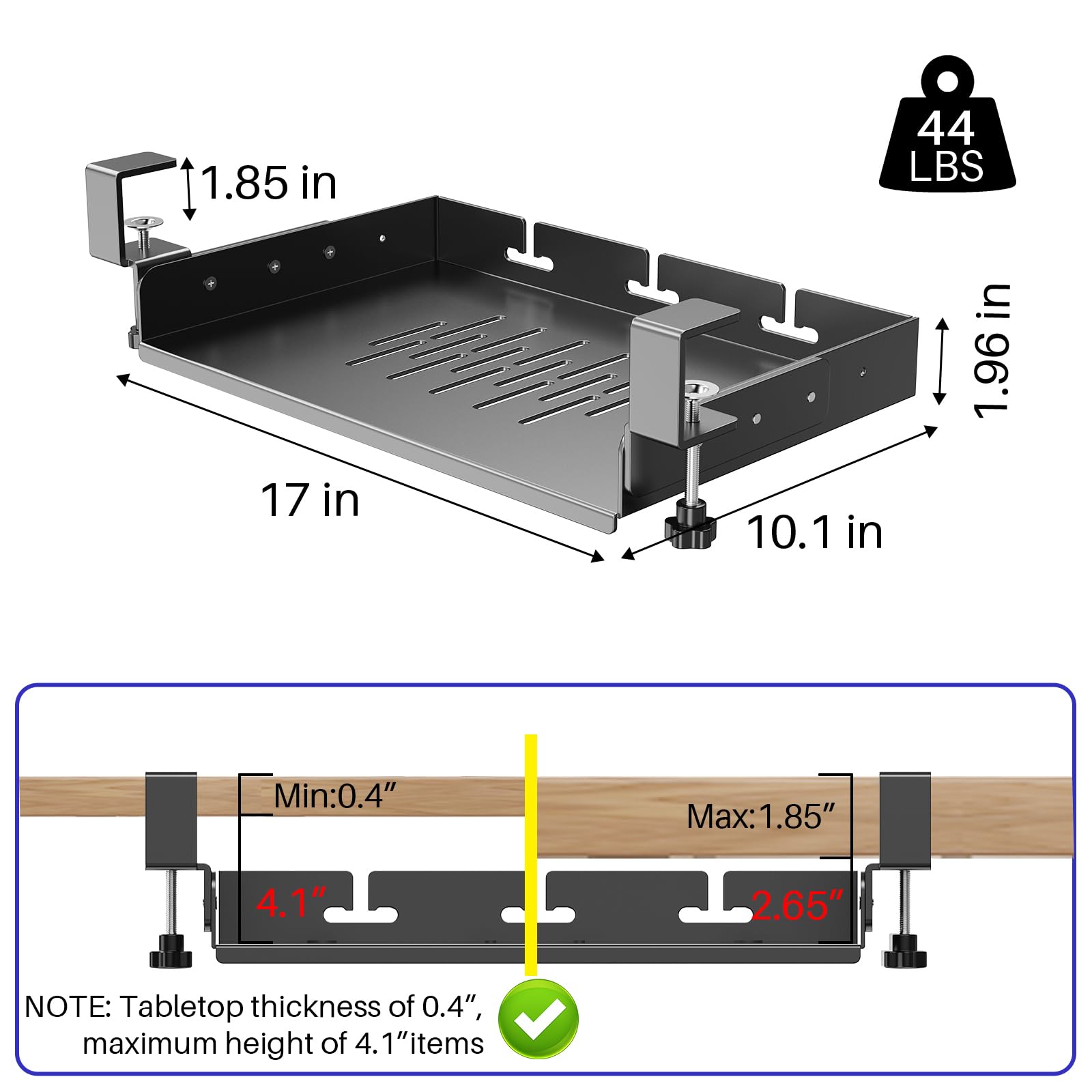 No Drill Under Desk Laptop Mou - Cable Tray Under Desk recension och pris