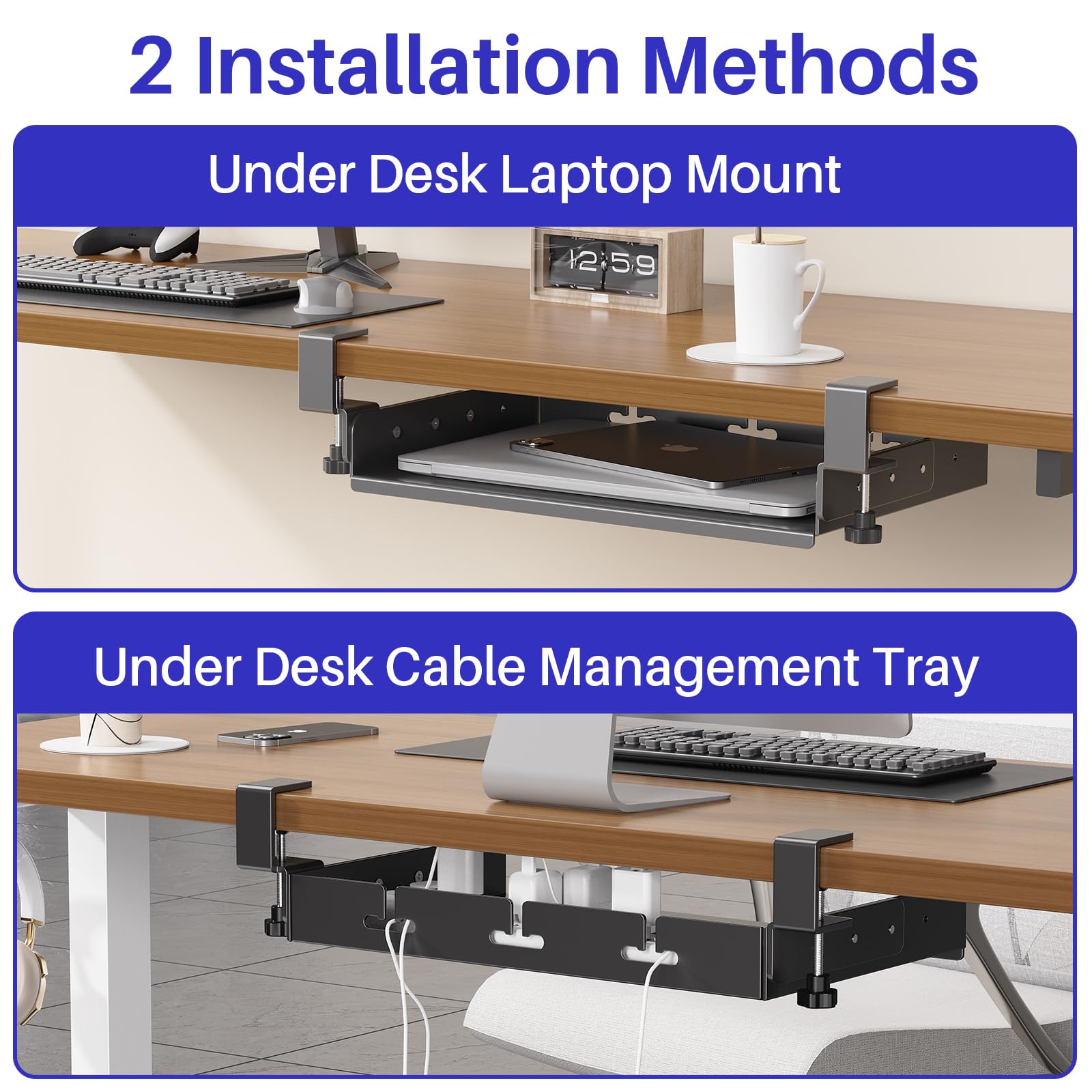 No Drill Under Desk Laptop Mou - Cable Tray Under Desk recension och pris