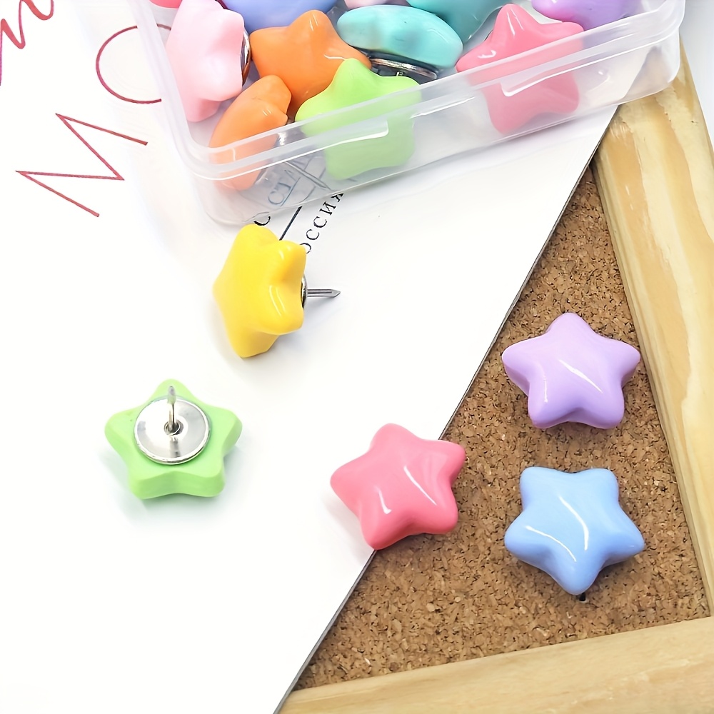 Vibrant Star-Shaped Push Pins, - Bulletin Board Cork recension och pris