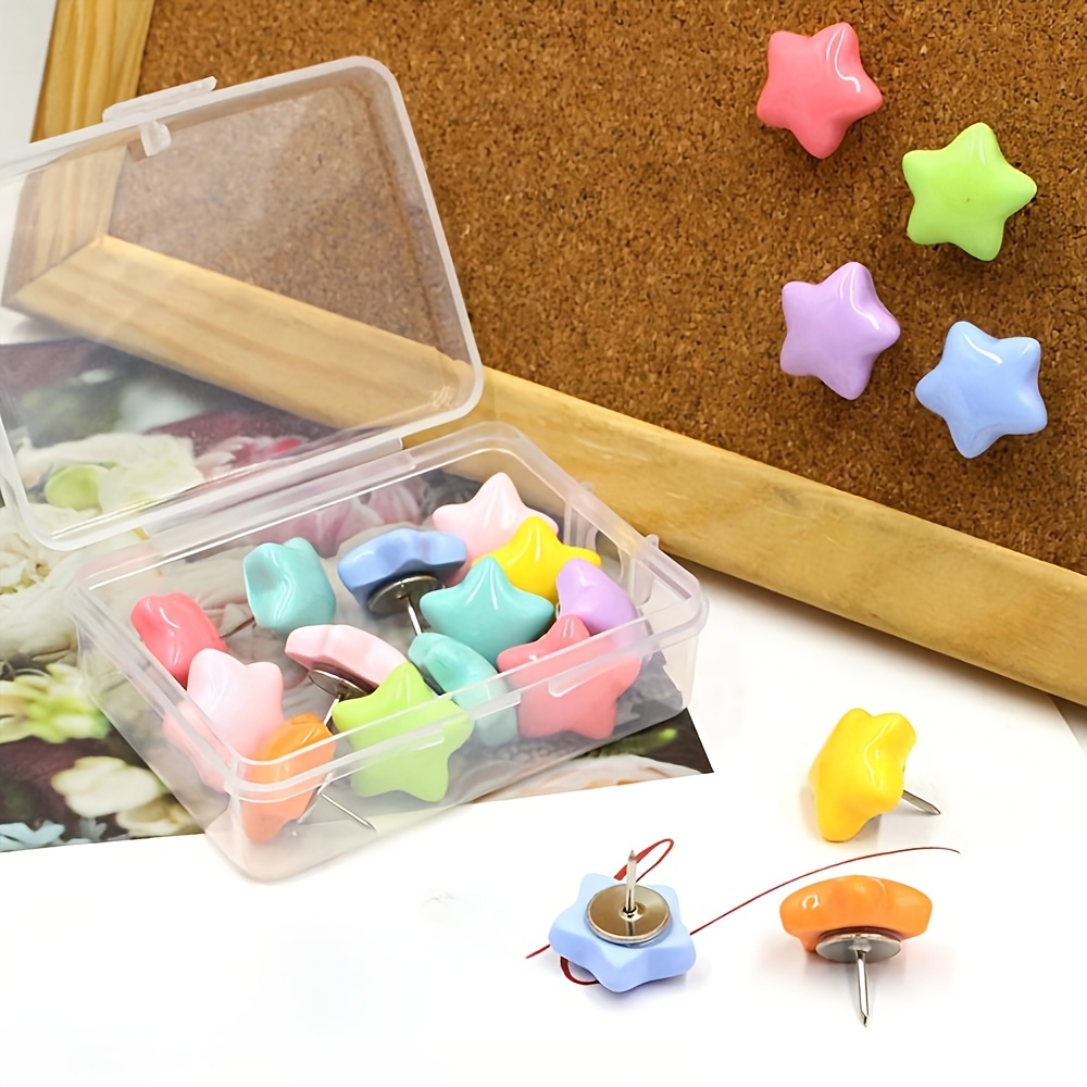 Vibrant Star-Shaped Push Pins, - Bulletin Board Cork recension och pris